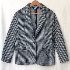 Lands' End Women's grey, blue and green Houndstooth Blazer